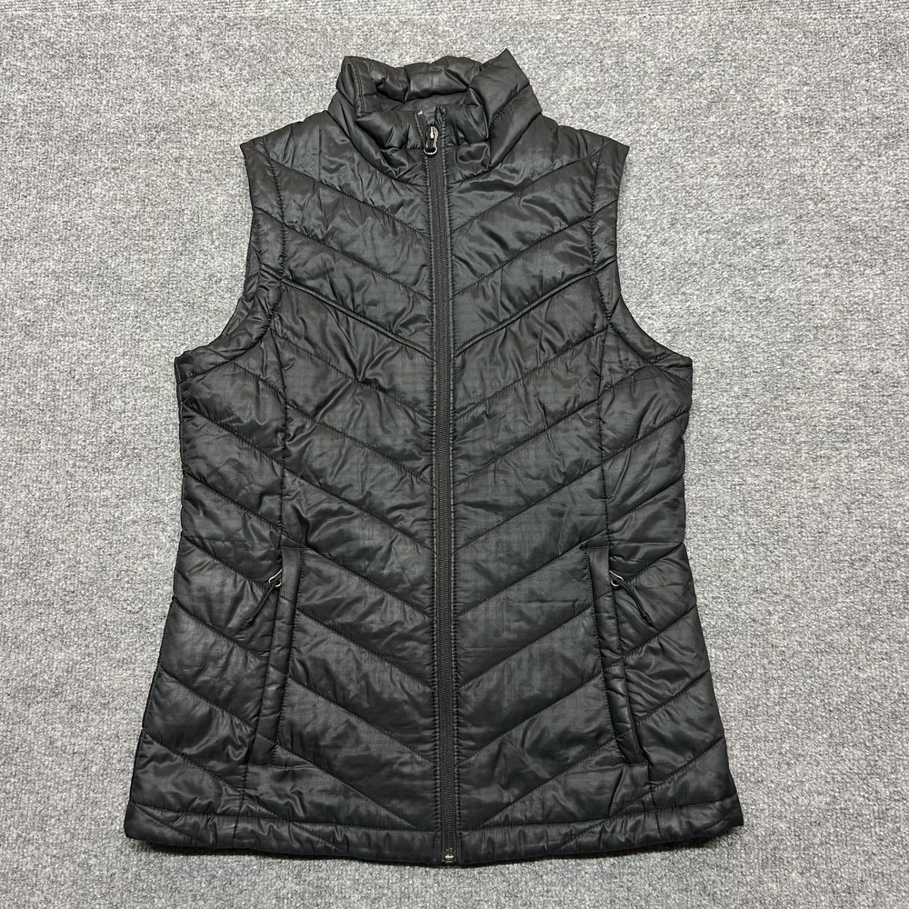 Columbia Omni-Heat Vest Womens Small Black Quilted Puffer Full Zip Insulated